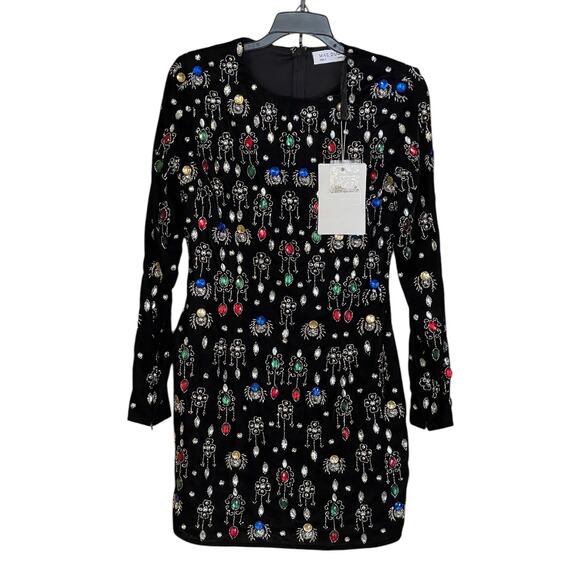 Mac Duggal NWT Size 0 LBD Style 93811 Black Long Sleeve Embellished Mini Dress - Picture 4 of 11